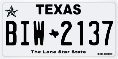 TX license plate BIW2137