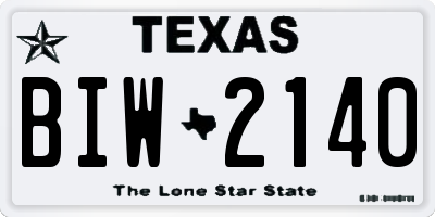 TX license plate BIW2140