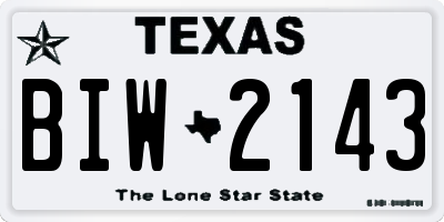 TX license plate BIW2143