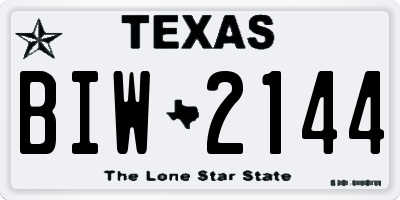 TX license plate BIW2144