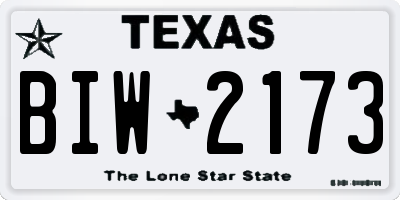 TX license plate BIW2173