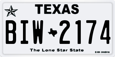 TX license plate BIW2174