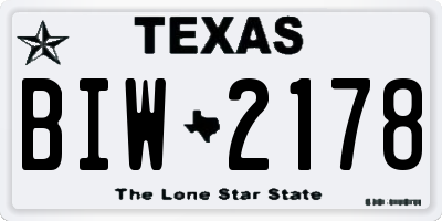 TX license plate BIW2178