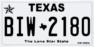 TX license plate BIW2180