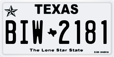 TX license plate BIW2181