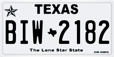 TX license plate BIW2182