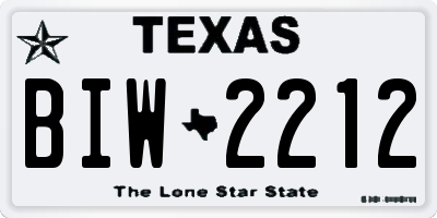 TX license plate BIW2212