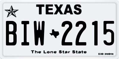 TX license plate BIW2215