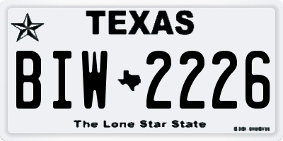 TX license plate BIW2226