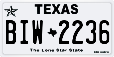 TX license plate BIW2236