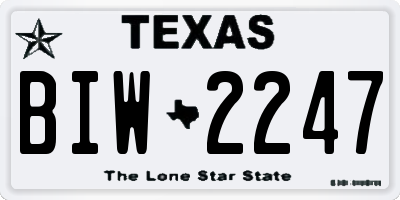 TX license plate BIW2247