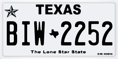 TX license plate BIW2252