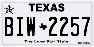 TX license plate BIW2257