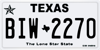 TX license plate BIW2270