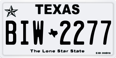 TX license plate BIW2277