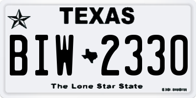 TX license plate BIW2330