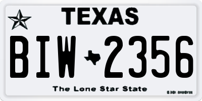 TX license plate BIW2356