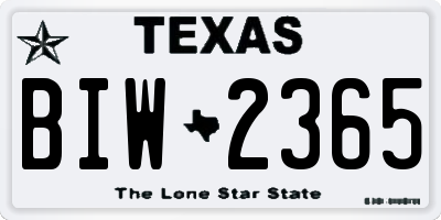 TX license plate BIW2365