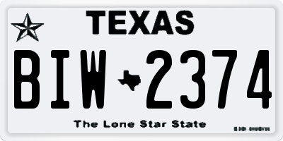 TX license plate BIW2374