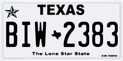 TX license plate BIW2383