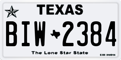 TX license plate BIW2384