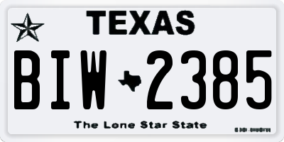 TX license plate BIW2385