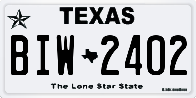 TX license plate BIW2402