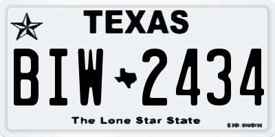 TX license plate BIW2434