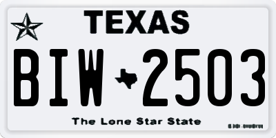 TX license plate BIW2503