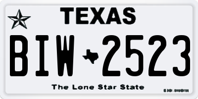 TX license plate BIW2523