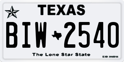 TX license plate BIW2540