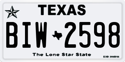 TX license plate BIW2598