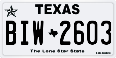 TX license plate BIW2603