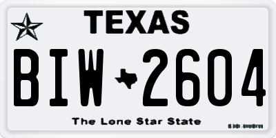TX license plate BIW2604