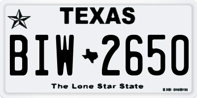 TX license plate BIW2650