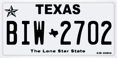 TX license plate BIW2702