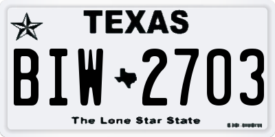 TX license plate BIW2703