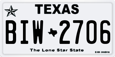 TX license plate BIW2706