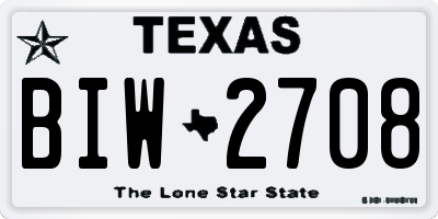 TX license plate BIW2708