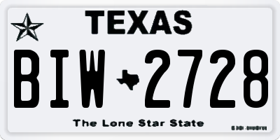 TX license plate BIW2728