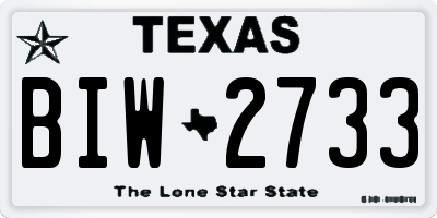 TX license plate BIW2733