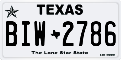 TX license plate BIW2786