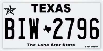 TX license plate BIW2796