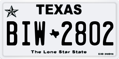 TX license plate BIW2802