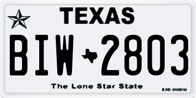 TX license plate BIW2803