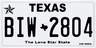 TX license plate BIW2804