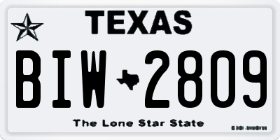 TX license plate BIW2809