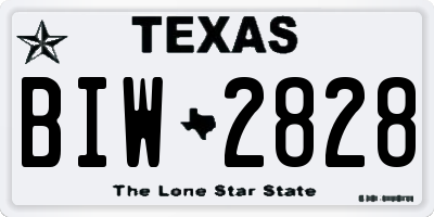 TX license plate BIW2828