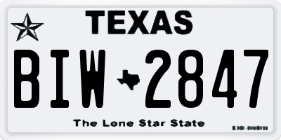TX license plate BIW2847
