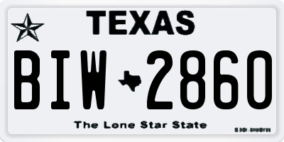 TX license plate BIW2860